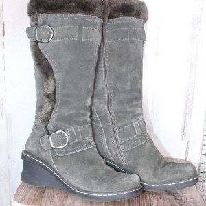 Bare Traps Taupe Suede Winter Wedge 9 Boots